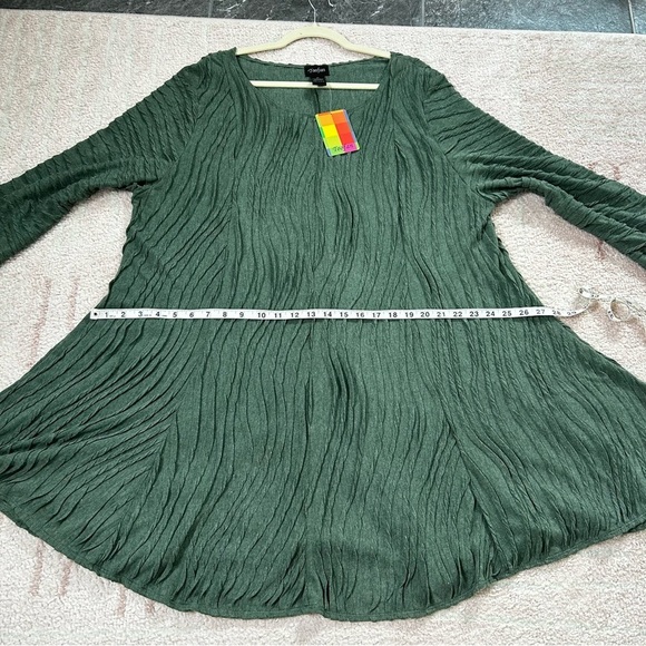 NWT Toofan Textured Sage Green Tunic Top Size 1X Lagenlook Art to Wear - Picture 6 of 9